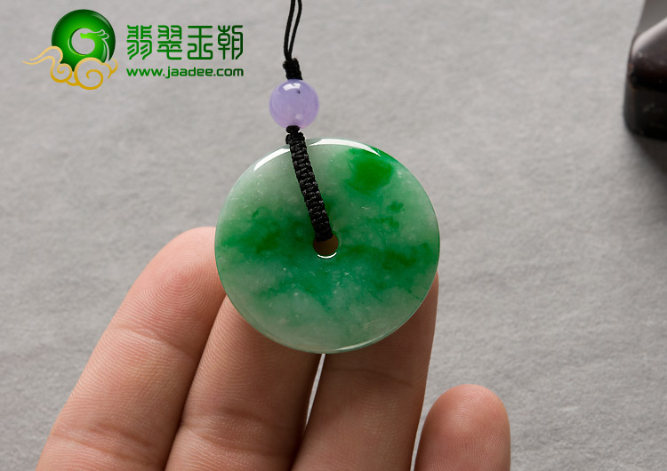 糯冰种飘翠缅甸翡翠A货平安扣挂件