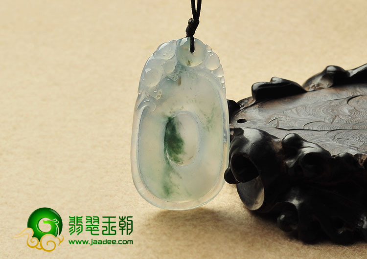 冰种飘花缅甸翡翠A货福在眼前挂件