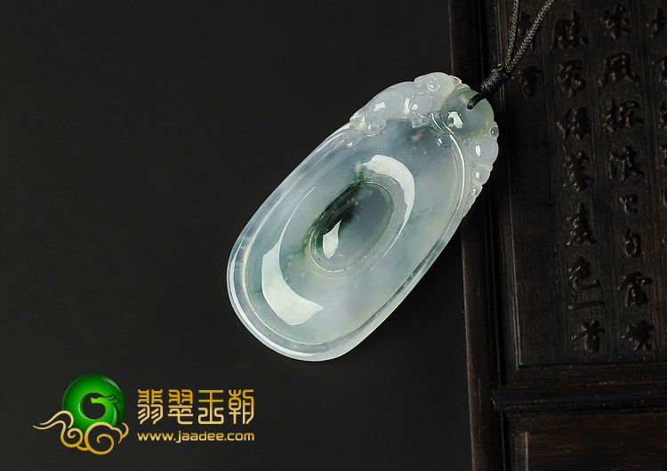 冰种飘花缅甸翡翠A货福在眼前挂件