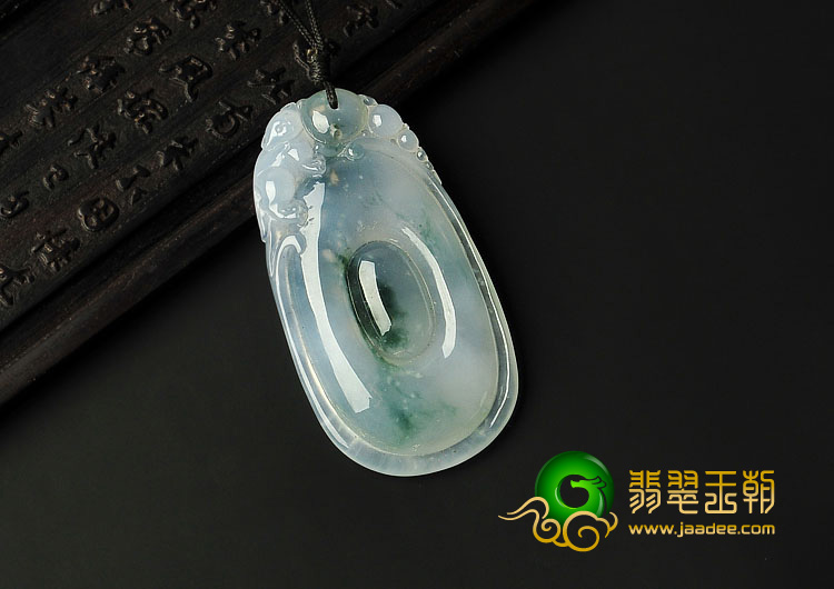 冰种飘花缅甸翡翠A货福在眼前挂件