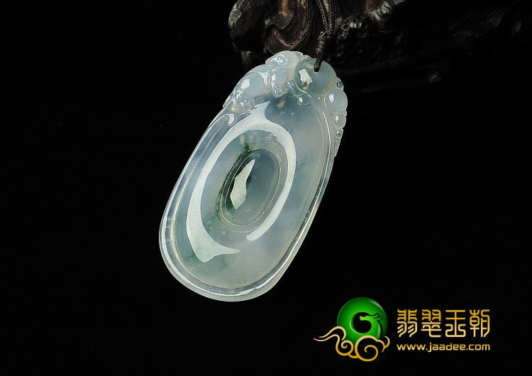 冰种飘花缅甸翡翠A货福在眼前挂件