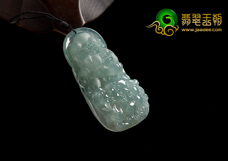 冰种晴水缅甸翡翠A货龙头罗汉挂件