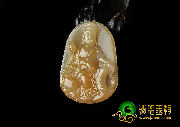 冰种黄翡缅甸翡翠A货观音挂件