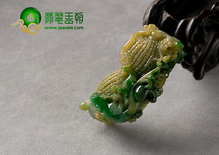 糯冰种黄加绿缅甸翡翠A货生意兴隆挂件