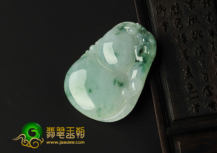 糯冰种飘花缅甸翡翠A货福禄寿挂件