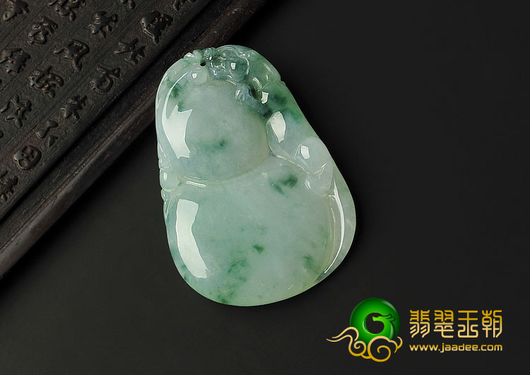 糯冰种飘花缅甸翡翠A货福禄寿挂件