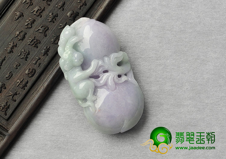 糯冰种春色缅甸翡翠A货福禄寿挂件
