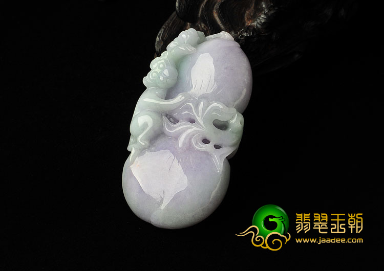 糯冰种春色缅甸翡翠A货福禄寿挂件