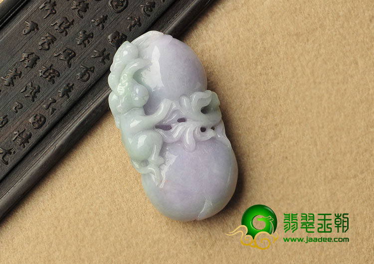 糯冰种春色缅甸翡翠A货福禄寿挂件