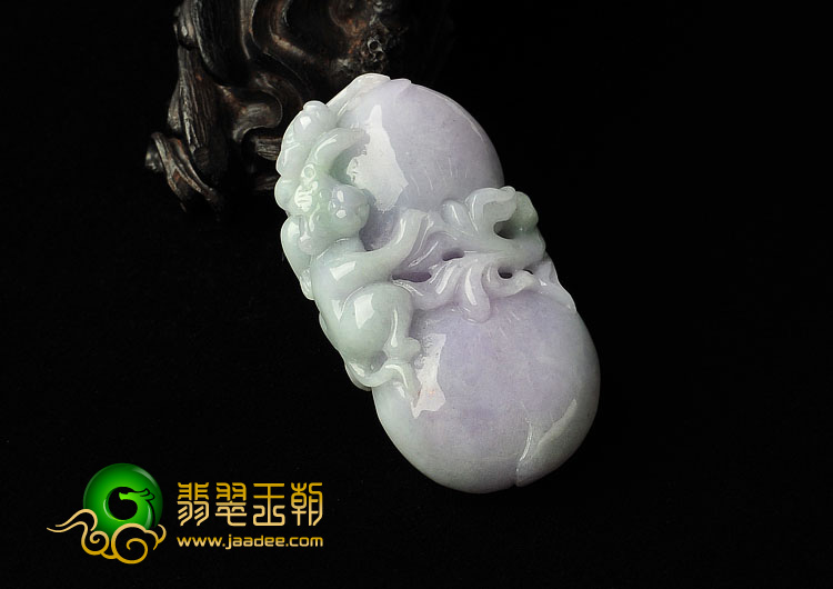 糯冰种春色缅甸翡翠A货福禄寿挂件