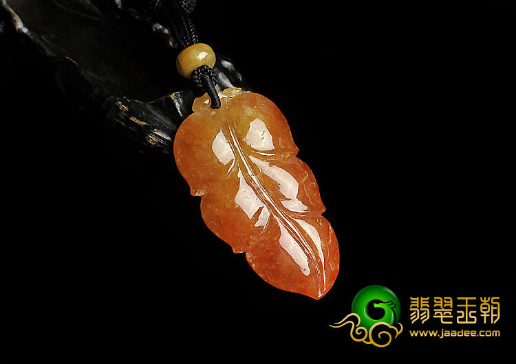 糯冰种红黄翡缅甸翡翠A货叶子挂件