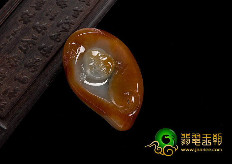 糯冰种红黄翡缅甸翡翠A货玉佛挂件