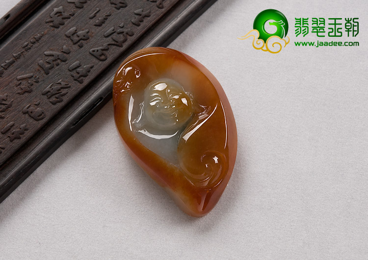 糯冰种红黄翡缅甸翡翠A货玉佛挂件