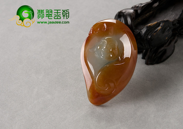 糯冰种红黄翡缅甸翡翠A货玉佛挂件