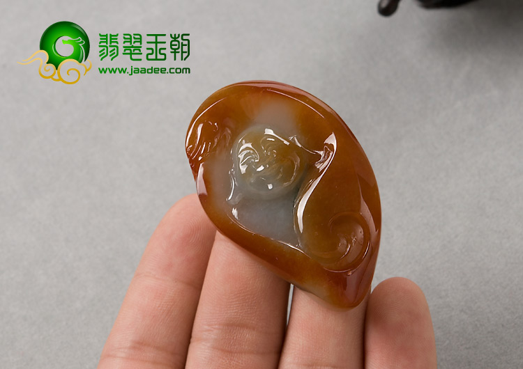 糯冰种红黄翡缅甸翡翠A货玉佛挂件