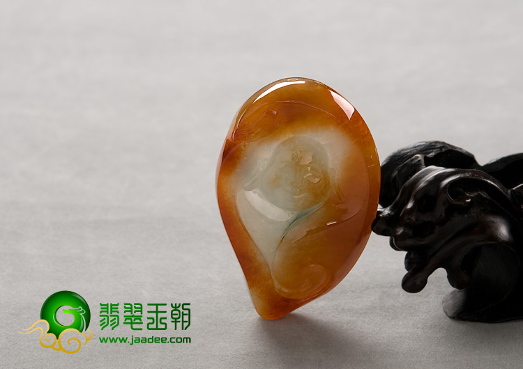 糯冰种红黄翡缅甸翡翠A货玉佛挂件