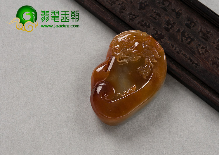 糯冰种红黄翡缅甸翡翠A货龙头如意挂件