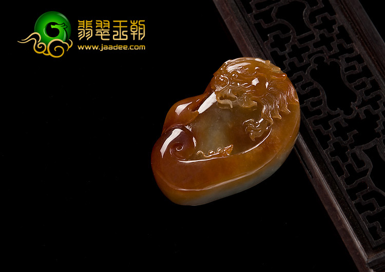 糯冰种红黄翡缅甸翡翠A货龙头如意挂件
