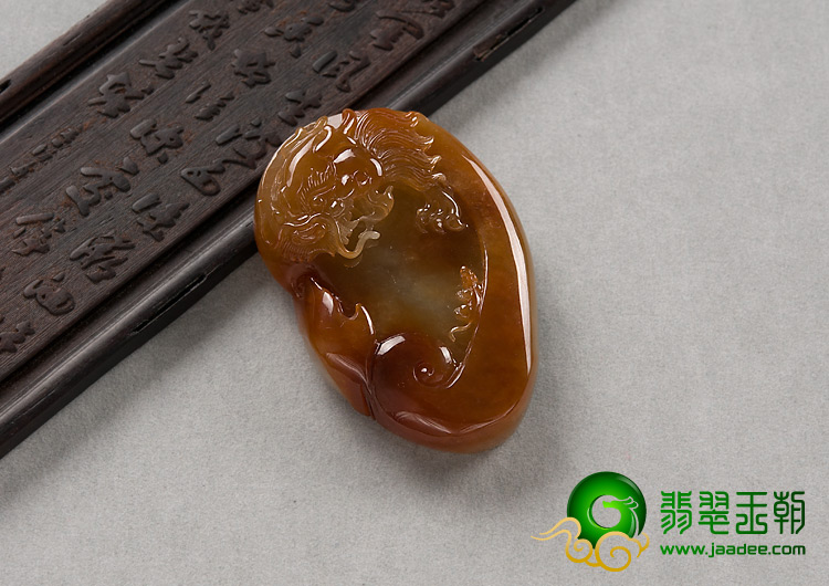 糯冰种红黄翡缅甸翡翠A货龙头如意挂件