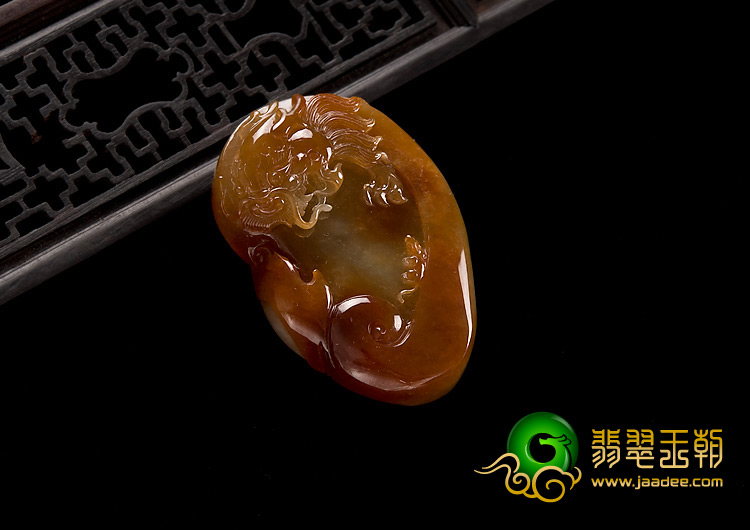糯冰种红黄翡缅甸翡翠A货龙头如意挂件