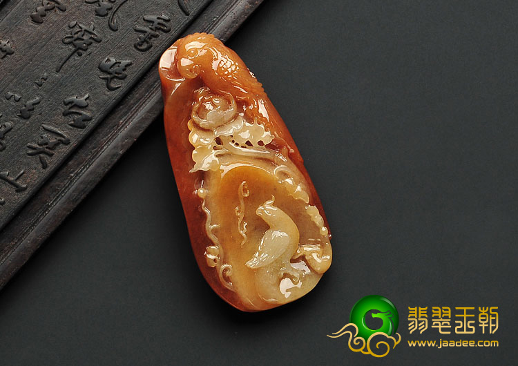 糯冰种红黄翡缅甸翡翠A货鸟语花香挂件