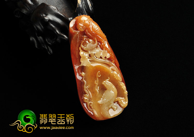 糯冰种红黄翡缅甸翡翠A货鸟语花香挂件