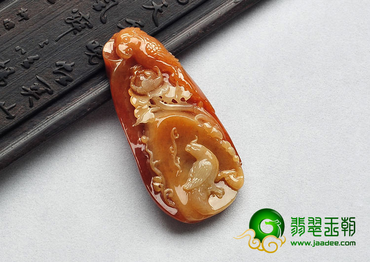 糯冰种红黄翡缅甸翡翠A货鸟语花香挂件