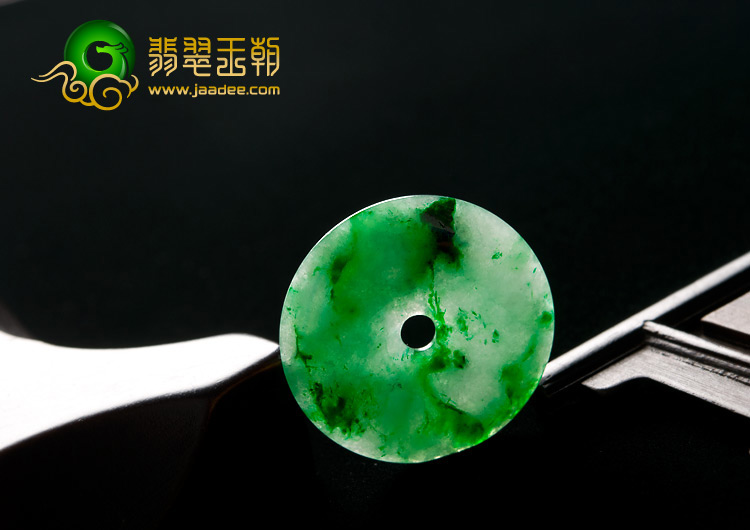 糯冰种浓绿缅甸翡翠A货平安扣挂件（单价）