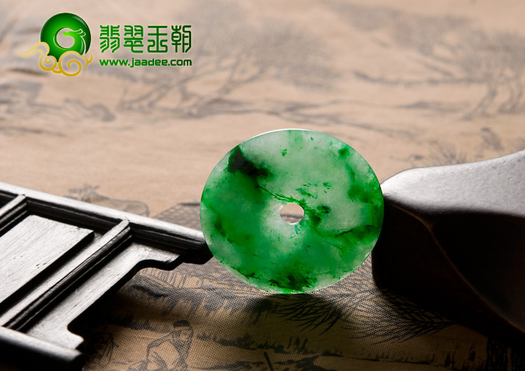 糯冰种浓绿缅甸翡翠A货平安扣挂件（单价）
