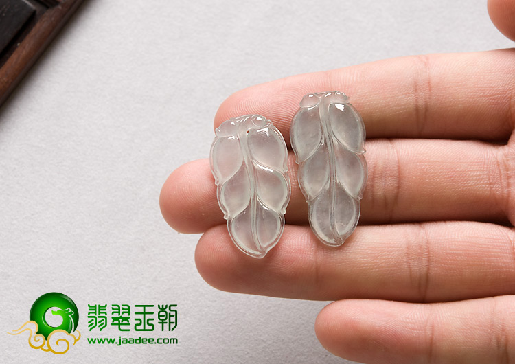 冰玻种缅甸翡翠A货叶子挂件（单价）