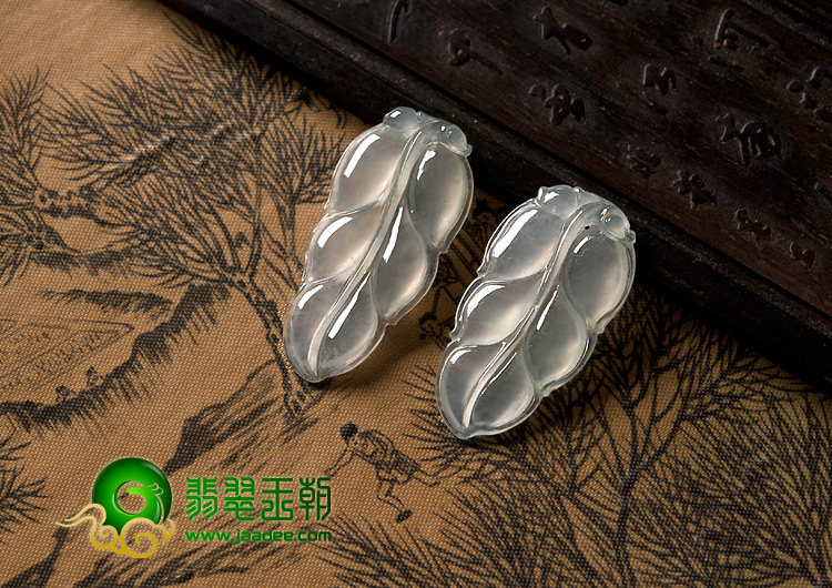 冰玻种缅甸翡翠A货叶子挂件（单价）