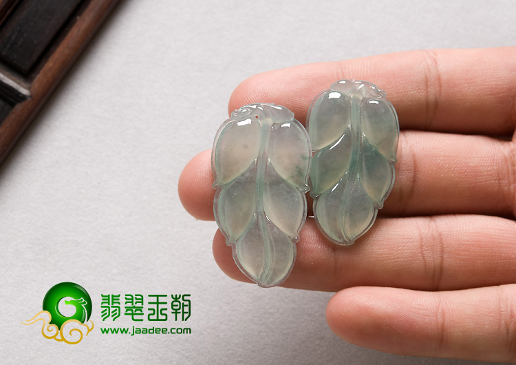 冰玻种晴水缅甸翡翠A货叶子挂件（单价）