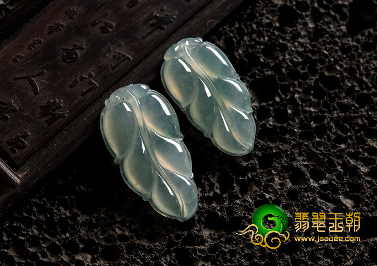 冰玻种晴水缅甸翡翠A货叶子挂件（单价）