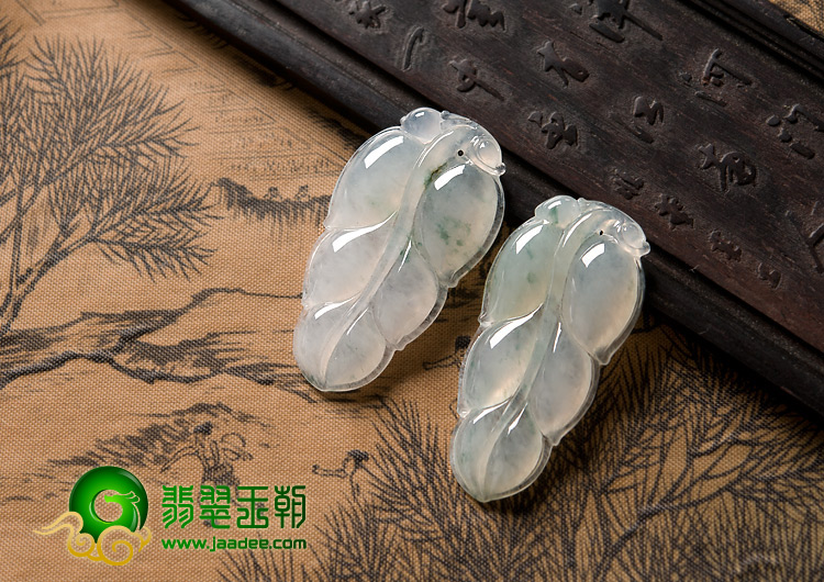 冰种飘花缅甸翡翠A货叶子挂件（单价）