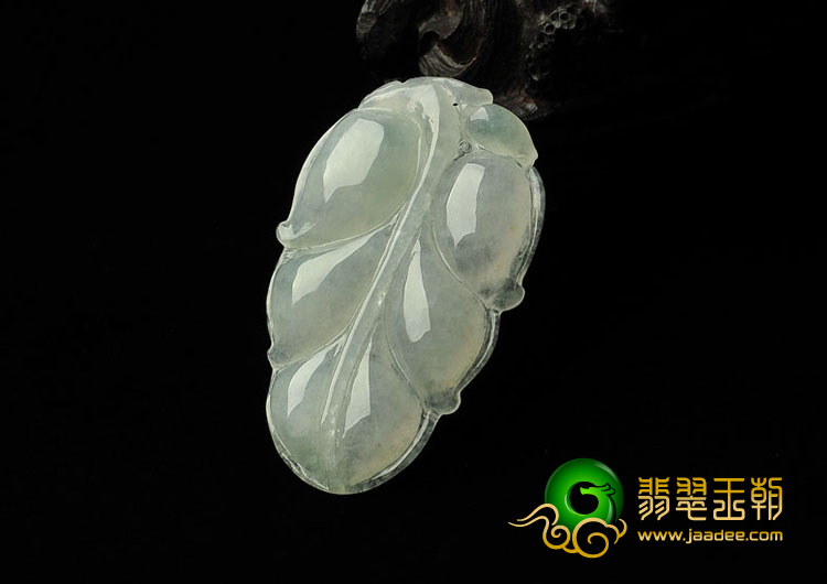 冰种淡晴水缅甸翡翠A货叶子挂件