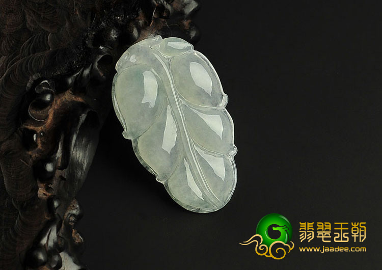 冰种淡晴水缅甸翡翠A货叶子挂件