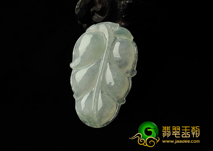 冰种淡晴水缅甸翡翠A货叶子挂件