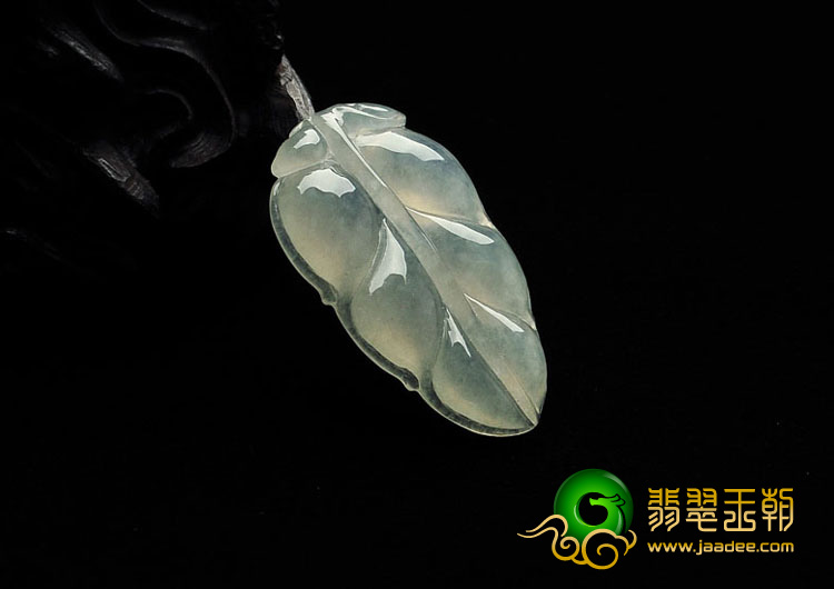 冰种淡晴水缅甸翡翠A货叶子挂件