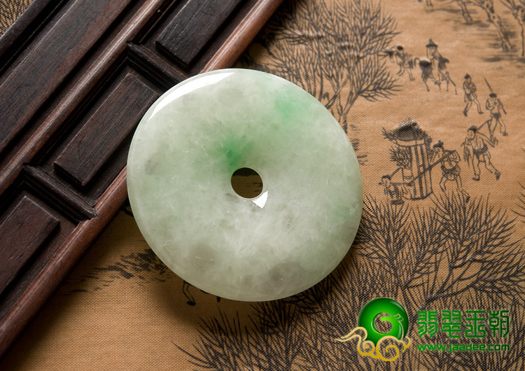 糯冰种飘翠缅甸翡翠A货平安扣挂件