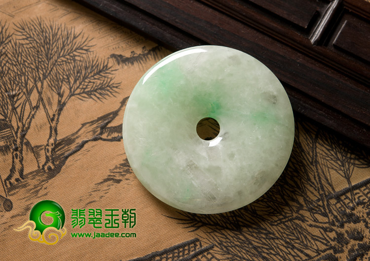 糯冰种飘翠缅甸翡翠A货平安扣挂件