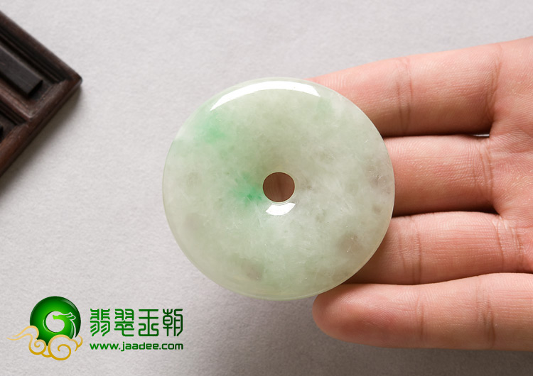 糯冰种飘翠缅甸翡翠A货平安扣挂件