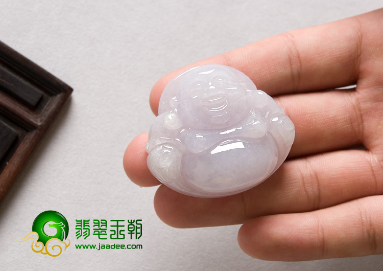 糯冰种淡紫罗兰缅甸翡翠A货玉佛挂件
