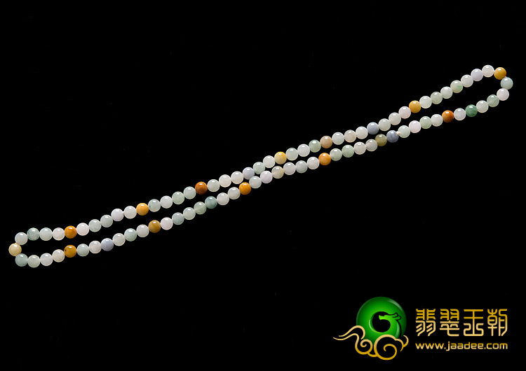 糯冰种三彩缅甸翡翠A货珠链