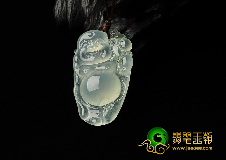 冰玻种缅甸翡翠A货逍遥佛挂件