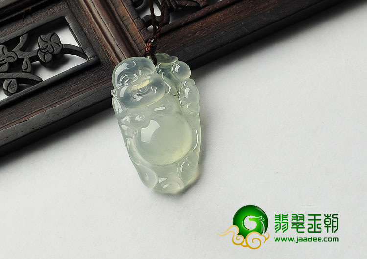冰玻种缅甸翡翠A货逍遥佛挂件