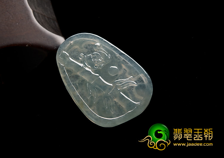 冰种晴水缅甸翡翠A货龙凤牌挂件