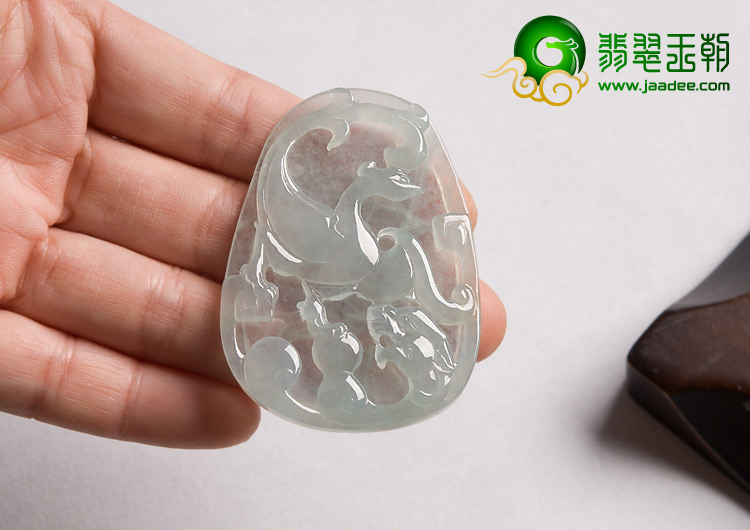 冰种晴水缅甸翡翠A货龙凤牌挂件