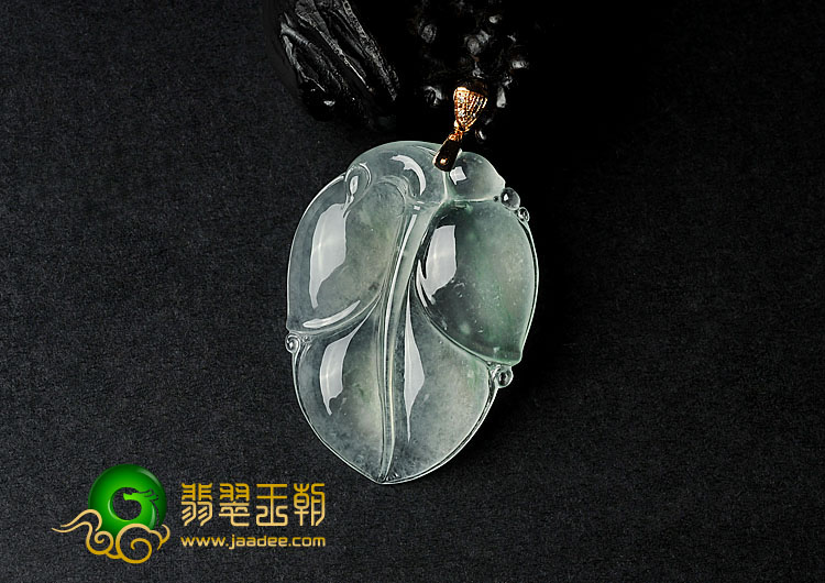 冰玻种晴水飘花缅甸翡翠A货叶子挂件