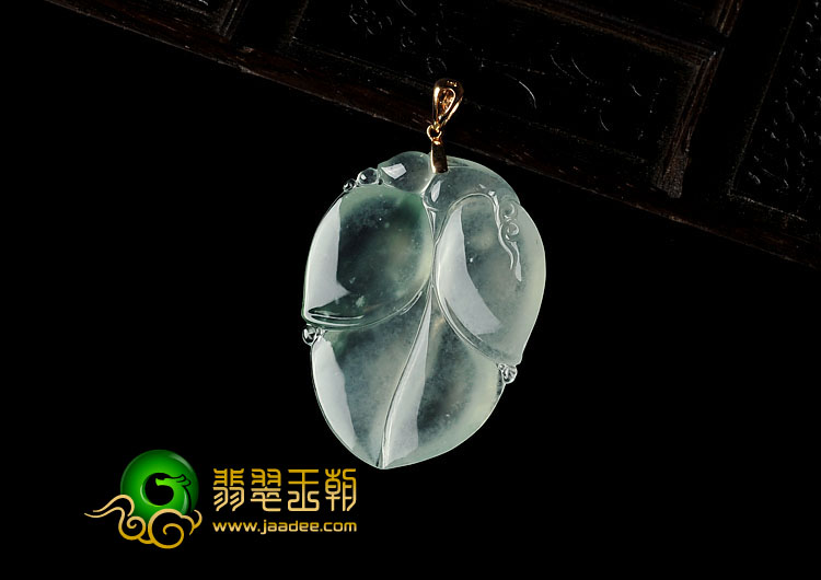 冰玻种晴水飘花缅甸翡翠A货叶子挂件