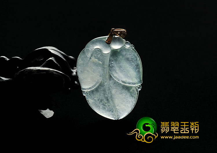 冰玻种晴水飘花缅甸翡翠A货叶子挂件